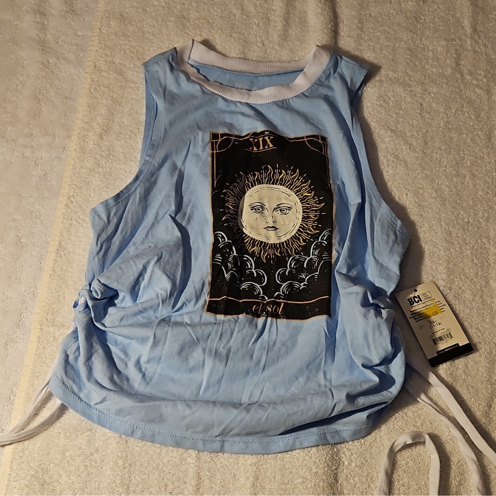 No Boundaries Girls Light Blue Graphic Tank‎ Top L (11-13) Sleeveless
